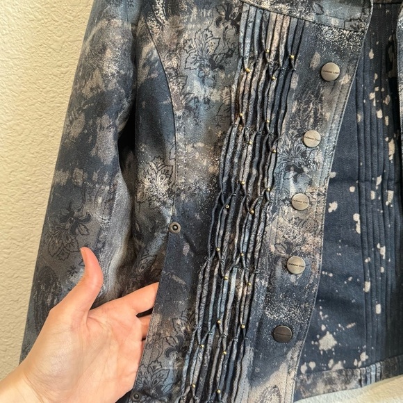 Coldwater Creek Womens Size 8P Dark Floral Whimsigoth Beaded Blazer Jacket Y2K - Picture 11 of 11